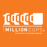 1 Million Cups Logo Orange Background White Font
