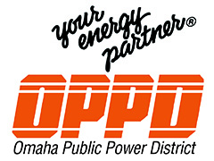OPPD logo with orange lettering