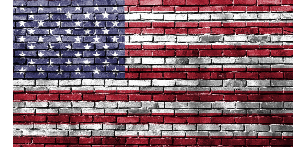 American flag painted on brick wall