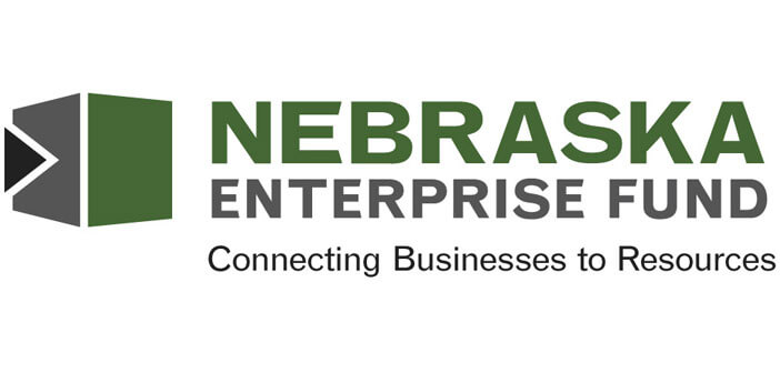Logo-Nebraska-Enterprise-Fund in green and grey letters.