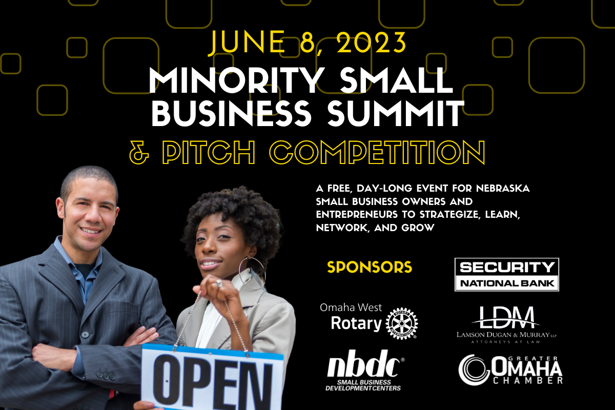 Minority Small Business Summit - A man and woman holding an open sign.
