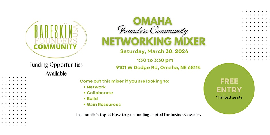 Omaha Networking Mixer in green lettering