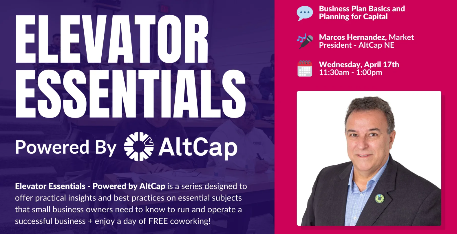 Elevator Essentials Powered by AltCap - Business Plan Basics and Planning for Capital